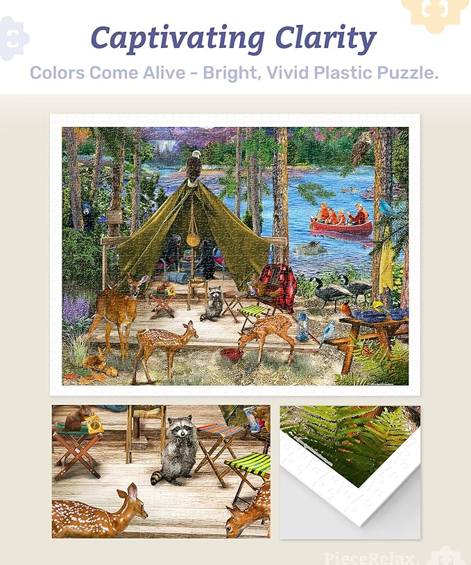 PieceRelax Plastic Jigsaw Puzzles for Adults 1200 Pieces - Bigelow Illustrations - Friends and Family Most Satisfying Table Games and Gifts No Puzzle Mat Required [H3567]