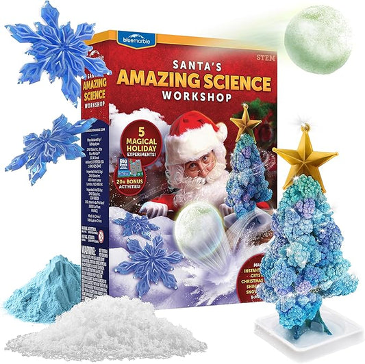Santa's Christmas Science Workshop - Holiday STEM Kit for Kids with 5 Magical Experiments & 20 Bonus Activities, Educational Science Kit Stocking Stuffers, Crafts for Kids Age 8 and Up