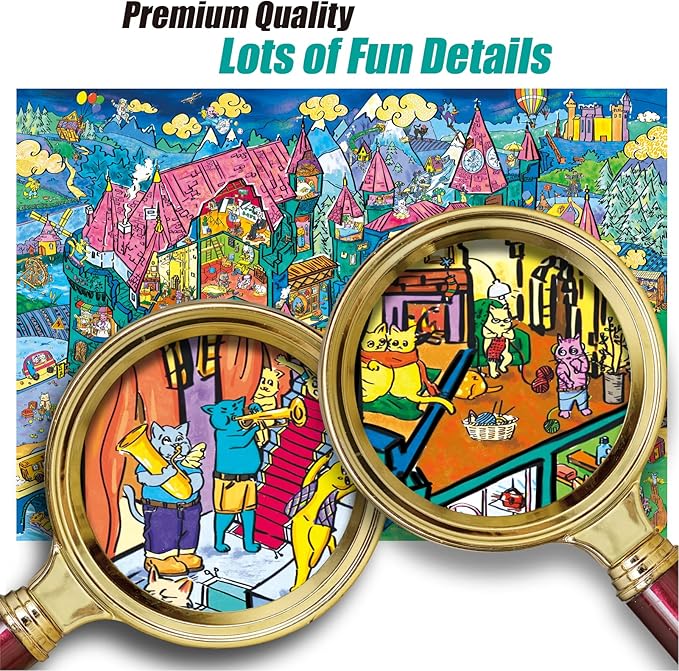 Antelope 2 in 1 1000 Piece Puzzle Bundle - Catndyland - 1000 Piece Jigsaw Puzzle with Cat Castle