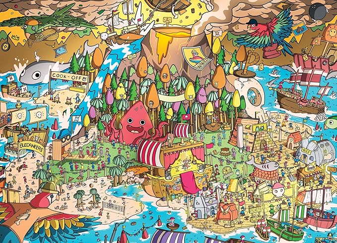 Cross & Glory - Scurvy Scallywags: Pirate Festival Fun - 1000 Piece Jigsaw Puzzle for Adults & Kids 12+ | Whimsical | Vibrant Island Adventure | Magical Puzzle Challenge | 19.25"x 26.625"