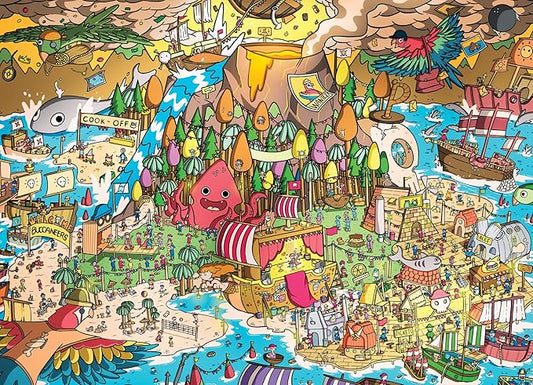 Cross & Glory - Scurvy Scallywags: Pirate Festival Fun - 1000 Piece Jigsaw Puzzle for Adults & Kids 12+ | Whimsical | Vibrant Island Adventure | Magical Puzzle Challenge | 19.25"x 26.625"