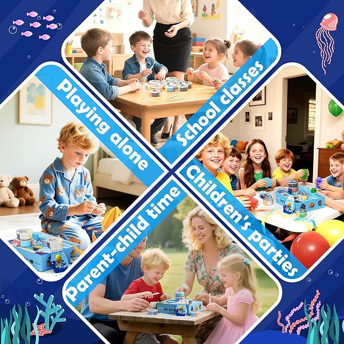 Air Dry Clay Kit - Ocean Theme, Modeling Clay for Kids, DIY Model Magic Clay with Sculpting Tools and Tutorials, 12 Boxes Molding Clay, Ultra Light, Soft & Non-Sticky, Arts and Crafts Gift for Kids