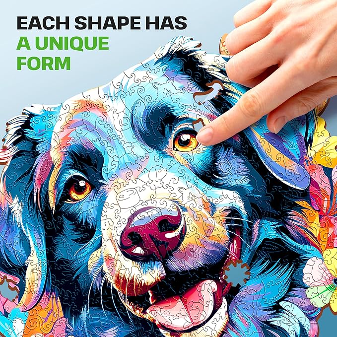 ESC WELT Wooden Dog Puzzle 300 Pieces - Captivating Mind Entertainment for Teens and Adults - Fun and Environmentally Friendly Toy - Challenging Jigsaw Game - Wooden Puzzle