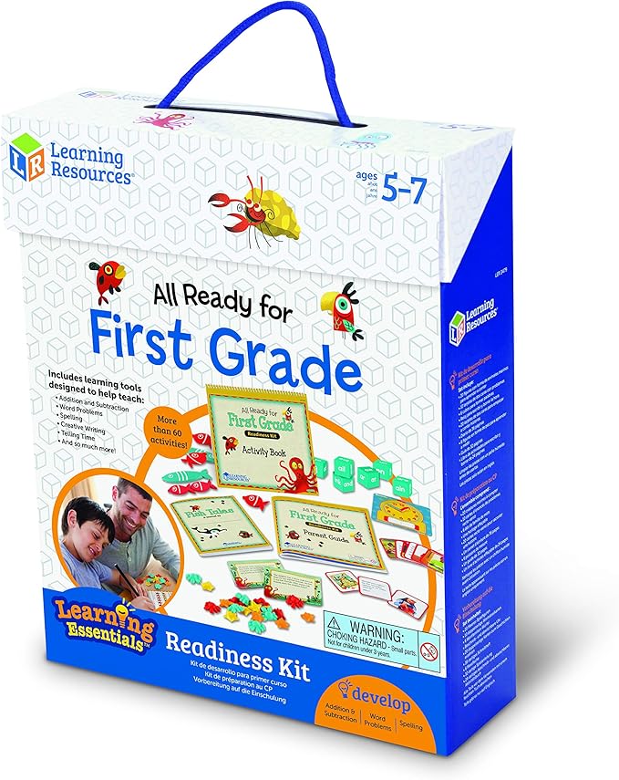 Learning Resources All Ready for First Grade Readiness Kit, Back to School Activities, School Preparation Toys, Homeschool, 32 Page Guide Included, Ages 5+