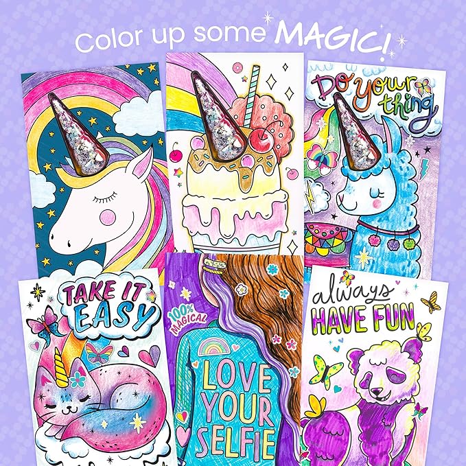 Fashion Angels Unicorn Sketch Portfolio Set Bundle, Bulk Pack of 4 Unicorn Design Sketch Books, Ideal Gift & Party Favor for Girls, Kids, Tweens