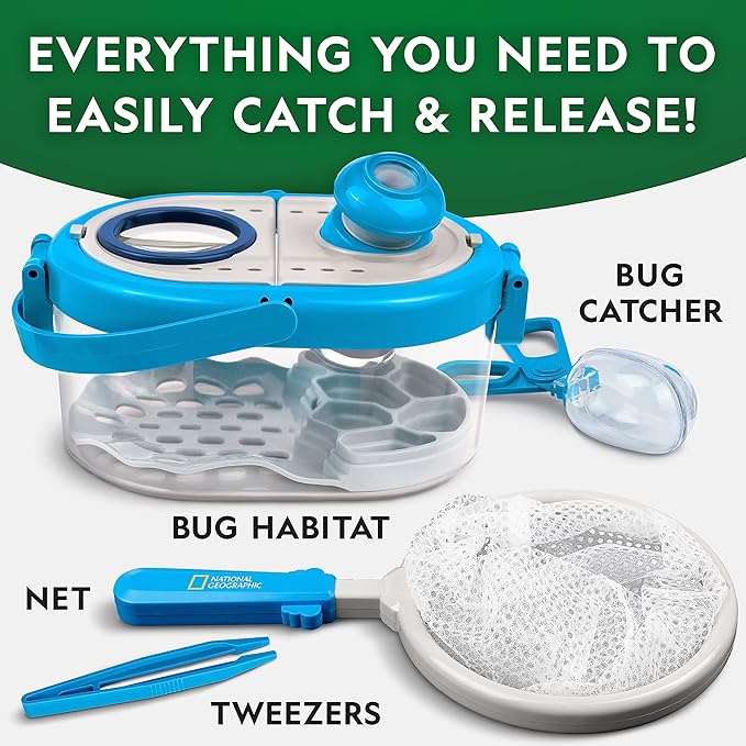 National Geographic Butterfly Growing & Bug Catcher Kit - Butterfly Habitat Kit with Voucher for 5 Caterpillars (S&H Not Included) & Bug Habitat with Magnified Viewers, Bug Catcher & More