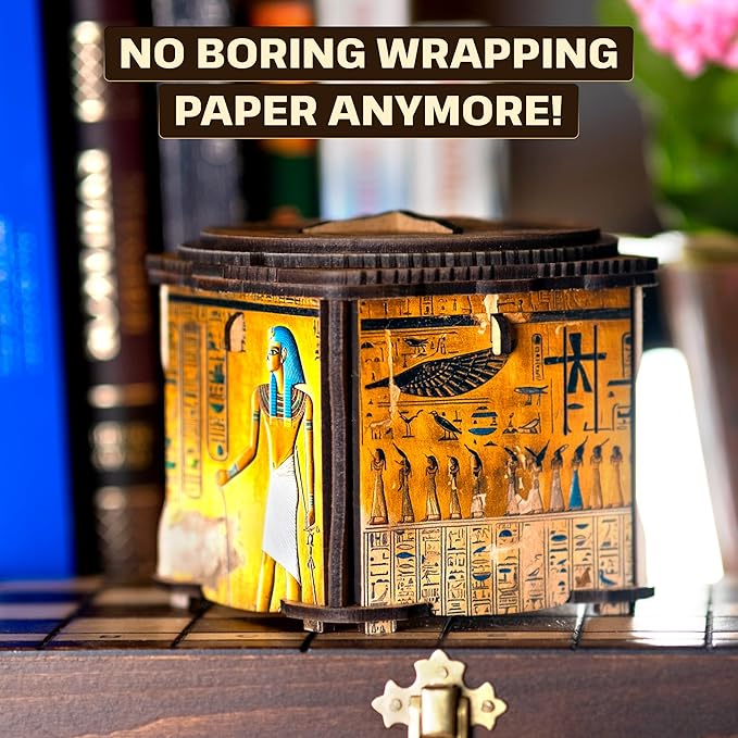 ESC WELT Secret Art Lock Box - Creative Gift Box with Printed Design - 3D Wooden Puzzle Box with Lock Mechanism - Gift Box for Money, Vouchers, Gift Cards - Unique Gift for Teens and Adults