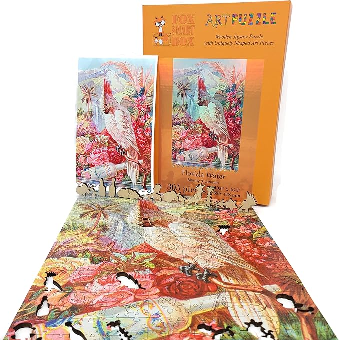 Wooden Jigsаw Puzzle for Adults - Uniquely Shaped Pieces - Made in The USA by FoxSmartBox - 305 Pieces - Florida Water