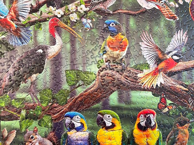 Colorful Birds Party 1000-Piece Jigsaw Puzzle for Adults, Challenging Puzzle Game with Unique Shaped Pieces, Perfect for Game Nights and Gift-Giving, Finished Puzzle Size is 26.6 x 19.2 in