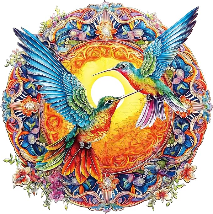 Blueforest 500 Piece Jigsaw Puzzle for Adults - Unique Hummingbird Art with Vibrant Iridescent Feathers | 20x20 Inches Challenging Adult Puzzle for Relaxation & Group Activity