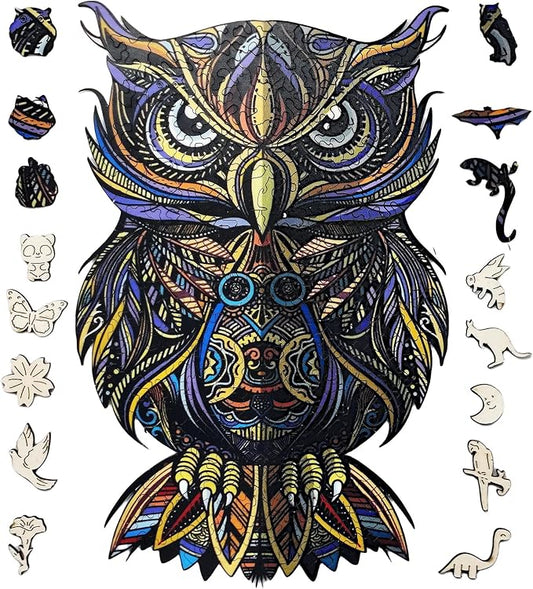 Wooden Jigsaw Puzzle for Adults,Owl Animals Shaped Magic Puzzle Pieces Best Gift for Adults,Can be Used as a Cool Mouse Pad,212pcs,(16.14 * 10.43 inches)