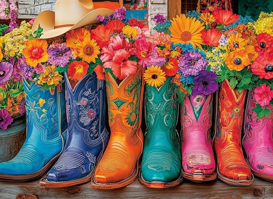 500 Piece Puzzles for Adults Colorful Boots & Cowboy Hat 20.5 x 15 Inch 500 Piece Jigsaw Puzzles for Kids Adults Puzzles 500 Pieces for Adults Holiday Educational Challenge Toy