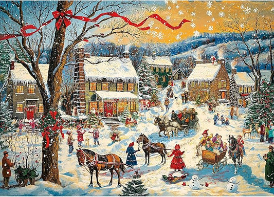 Christmas Village Jigsaw Puzzles for Adults 1000 Pieces, Interlock Perfectly Letter on Back No Dust, Christmas Home Decor Puzzle Gift, 1:1 Poster Christma Jigsaw Puzzles for Adults