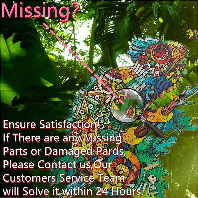 Wooden Jigsaw Puzzle for Adults,Unique Chameleon Animals Shaped Magic Jigsaw Puzzle Pieces Best Gift for Adults,Can be Used as a Cool Mouse Pad, 127pcs,(11.5x8 inches) Large…