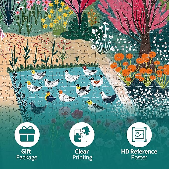 Jigsaw Puzzles for Adults 1000 Pieces, Spring Village Life Puzzle, Colorful as Home Wall Decor for Family Challenging Games