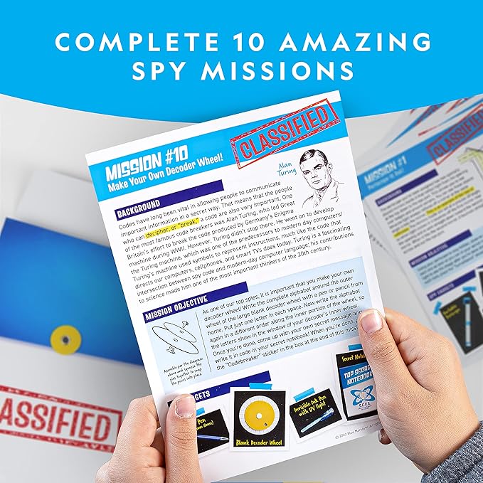 Blue Marble National Geographic Spy Science Kit - Kids Spy Activity Set, Complete 10 Secret Missions with Gadgets for Kids and Gear, Detective Kit, Science Kits, Pretend Play, Spy Halloween Costume