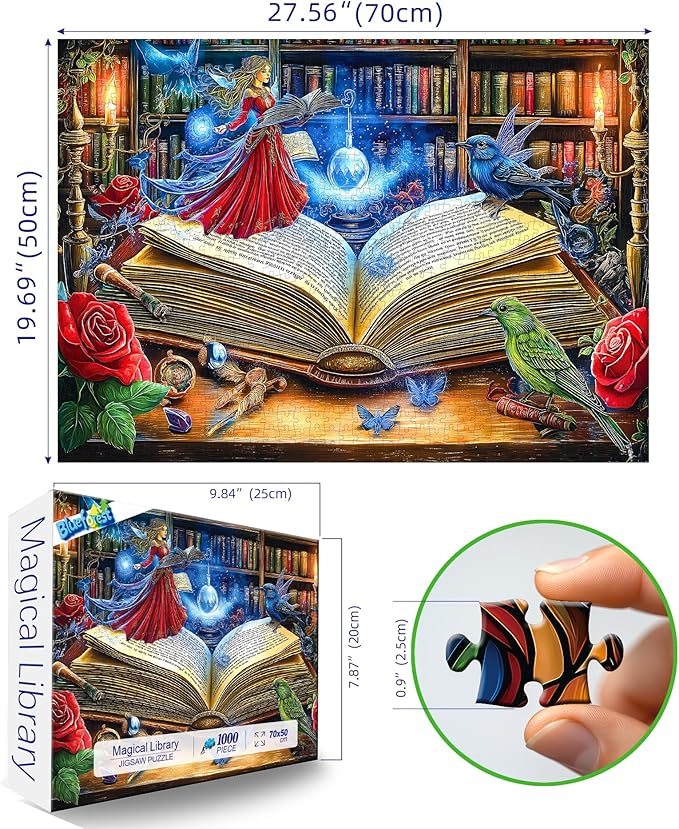 Blueforest 1000 Piece Jigsaw Puzzle for Adults, Magical Book Art Puzzle, Challenging Fun Unique Adult Puzzles for Relaxation & Wall Decor 27.5x19.7 Inch