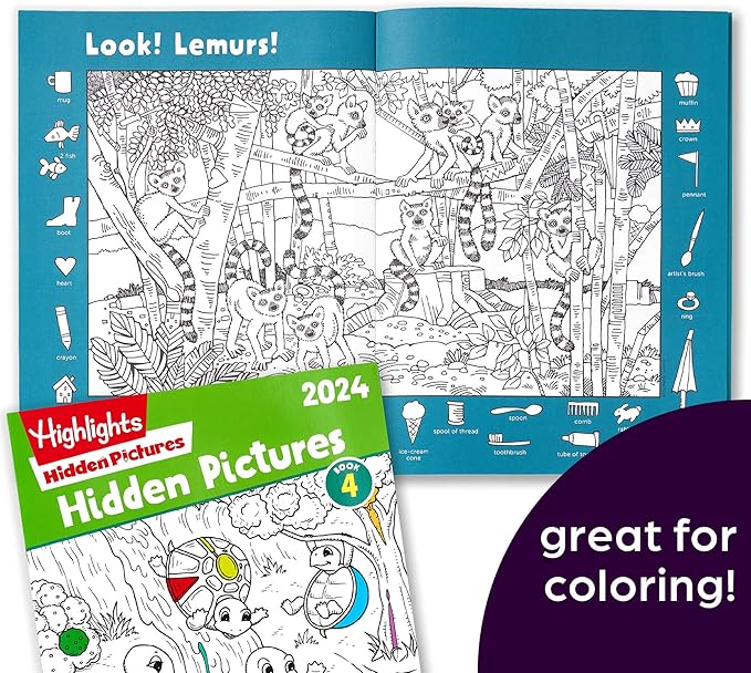 Highlights for Children Hidden Pictures 2024 Activity Books for Kids Ages 6 and Up, 4-Book Set of Travel-Friendly Screen Free Seek and Find Fun, Books Double as Coloring Books