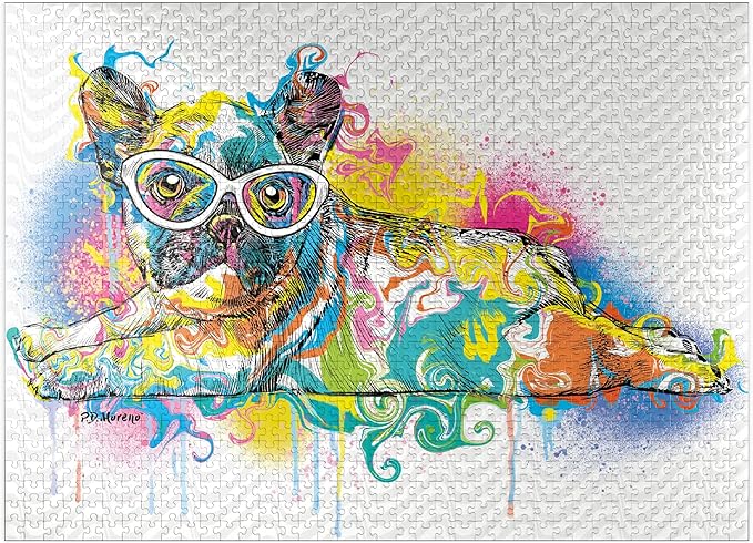 MyPuzzle Lazy Frenchie - Premium 1000 Piece Jigsaw Puzzle for Adults