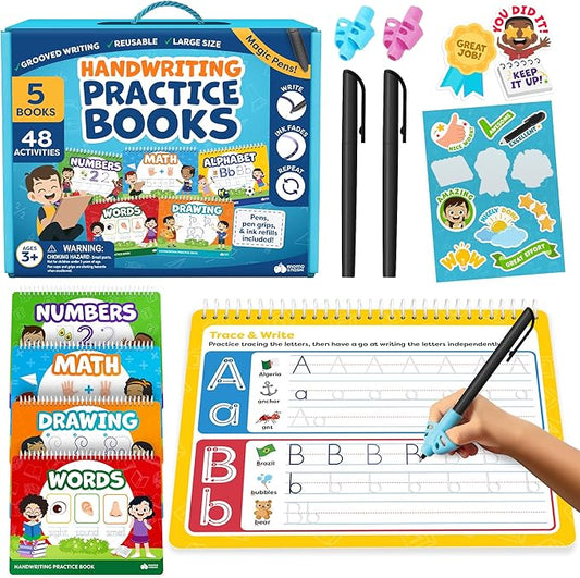 Magic Grooved Writing Practice for Kids - Grooved Handwriting Practice for Kids 5-7 8-10 Magic Copybooks for Kids - Tracing Books for Ages 3-5 - Preschool Learning Activities - 5 Year Old Girl Gift