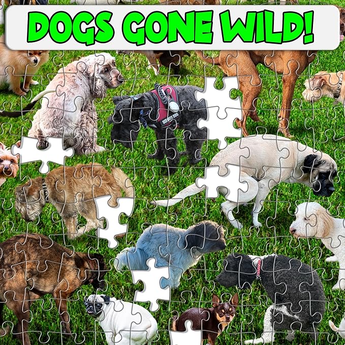 Funwares Original 101 Puppies Puzzle – 500-Piece Hilarious Dog Jigsaw – Funny Gift for Dog Lovers, White Elephant, and Pet Lovers with a Sense of Humor
