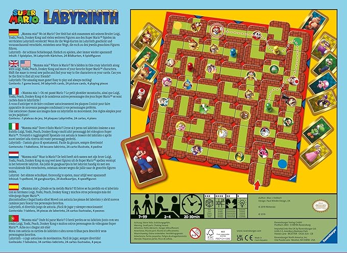 Ravensburger Super Mario Labyrinth Board Game - A Strategic Maze Challenge for Family Nights - Great Birthday Gift - 2-4 Players - Kids Ages 7-10 and Older