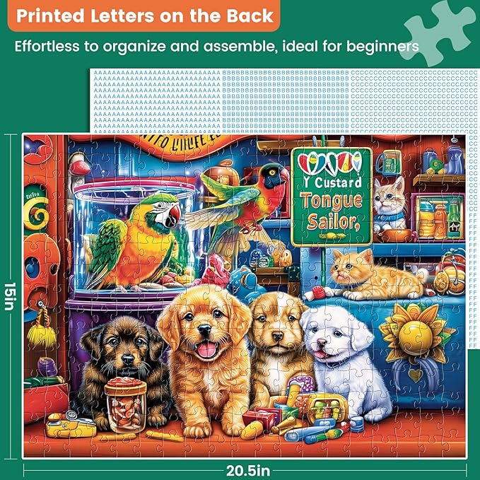 300 Piece Puzzles for Adults,Unique Fun Animal Jigsaw Puzzles 300 Piece for Adults Kids Seniors,Animal Pet Lover Puzzle for Kids Ages 8-10 10-12,Challenging Puzzles Perfect for Game Nights,20.5*15 In