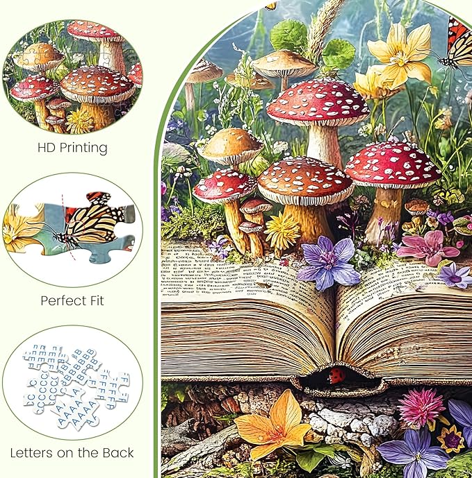 500 Piece Jigsaw Puzzles for Adults, Colorful Fantasy Mushroom Book Puzzles for Adults, Fun and Challenging Puzzle for Family Time, Relaxing Gift for Adults, Kids, Seniors, 20.5 x 15 in