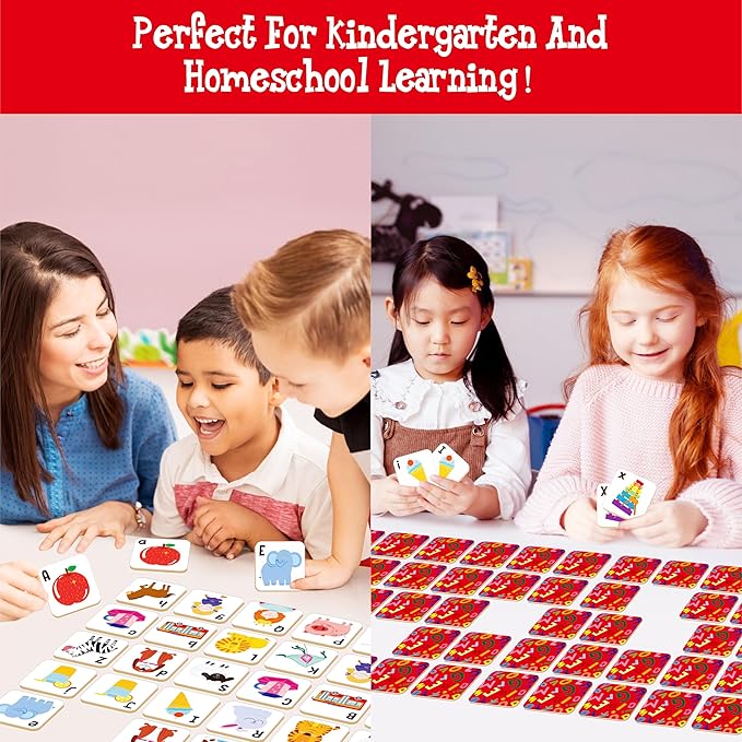 52 PCS Alphabet Memory Game, 26 Pairs Uppercase & Lowercase Letters Matching Game, Educational Early Learning Toy for Toddlers, Kindergarten, Kids 3+