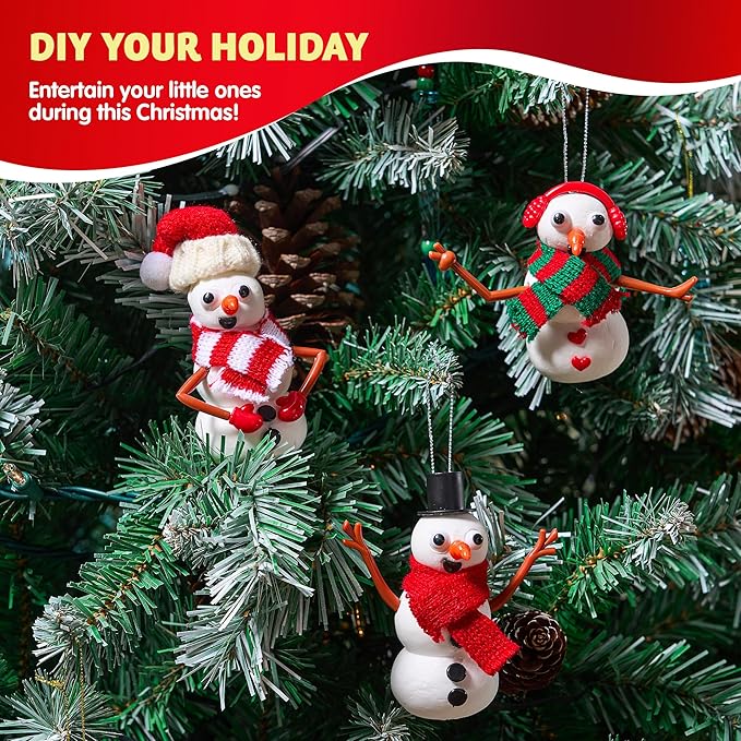 JOYIN Christmas Build a Snowman Craft Kit, 3 Pack Modeling Clay DIY Make a Snowman Kit for Christmas Arts and Craft Activities, Xmas Gift Stocking Stuffers for Kids, School Funny Toy Party Favor
