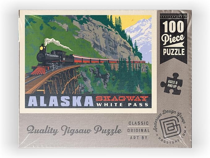 MyPuzzle Alaska: Skagway, Vintage Poster - Premium 100 Piece Jigsaw Puzzle for Adults