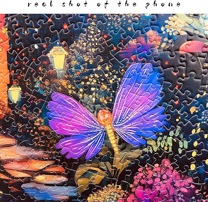 Wonderful Mushroom House Night Jigsaw Puzzles for Adults 1000 Pieces, Brain Challenging Shaped Puzzle for Game Night, Family, Friends, Size is 26.6 x 19.2