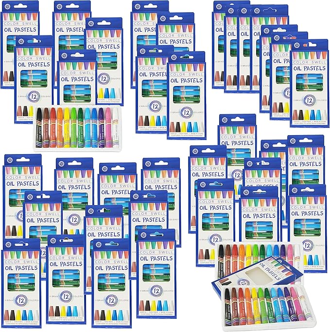 Color Swell Bulk Oil Pastels (432 Total) with Round Tips – 36 Packs, 12 Colors per Pack – Ideal for Teachers, Kids, Party Favors, Classrooms, Donations, Students - Bulk Oil Pastels
