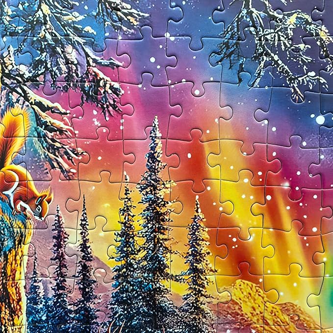 300 Piece Puzzles for Adults - Large Piece Jigsaw Puzzles for Seniors - Campfire Under The Northern Lights