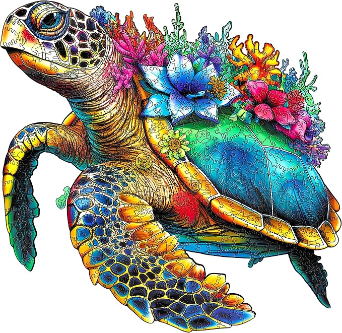 ESC WELT Wooden Turtle Puzzle 500 Pieces - Captivating Mind Entertainment for Teens and Adults - Fun and Environmentally Friendly Toy - Challenging Jigsaw Game - Wooden Puzzle