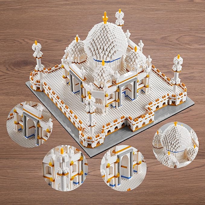 Architechture Series for Adults and Teens,Taj Mahal Building Set,Model Contruction Kit 3950 PCS,Micro Block Set,New Seven Wonders,Landmark Model