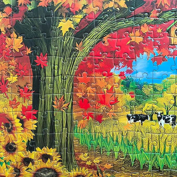 300 Piece Puzzles for Adults Large Piece - Fall Jigsaw Puzzles - Corn Harvest in Autumn
