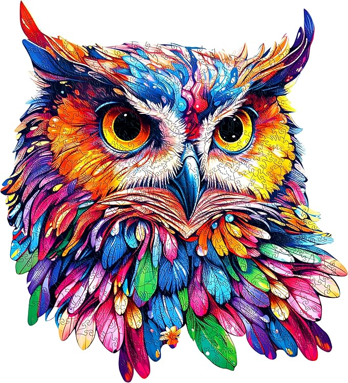 ESC WELT Wooden Owl Puzzle 200 Pieces - Captivating Mind Entertainment for Teens and Adults - Fun and Environmentally Friendly Toy - Challenging Jigsaw Game - Wooden Puzzle