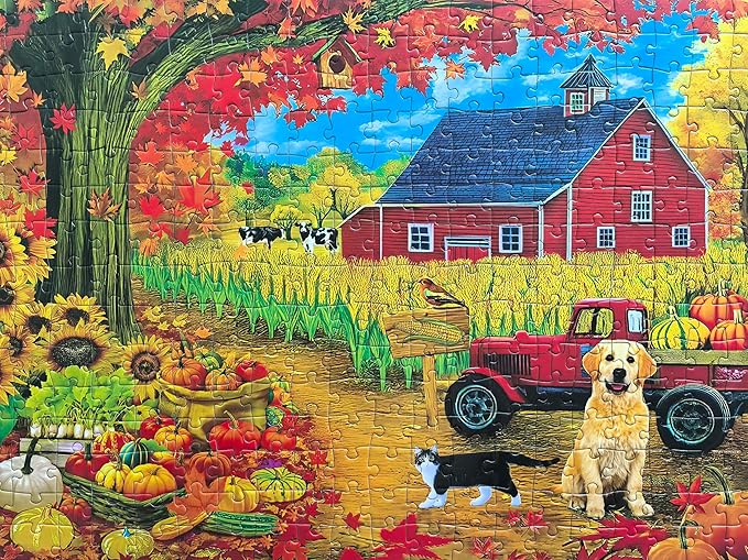 300 Piece Puzzles for Adults Large Piece - Fall Jigsaw Puzzles - Corn Harvest in Autumn