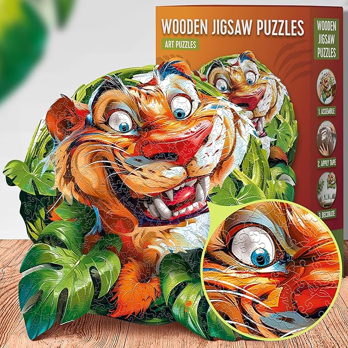 ESC WELT Wooden Puzzle Tiger 500 Pieces - Captivating Mind Entertainment for Teens and Adults - Fun and Environmentally Friendly Toy - Challenging Jigsaw Game - Wooden Puzzle