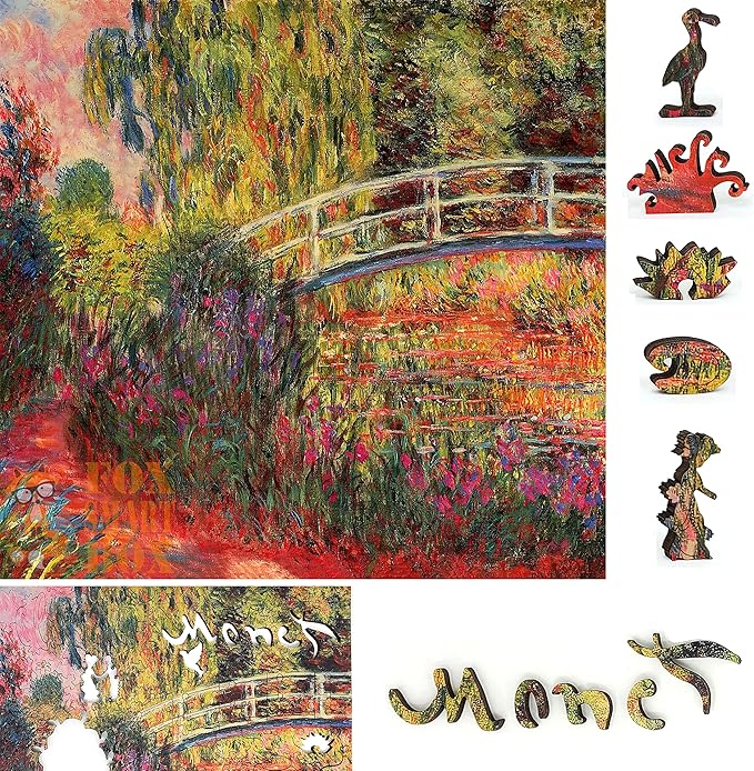 Wooden Jigsaw Puzzle for Adults - Uniquely Shaped Pieces - Made in The USA by FoxSmartBox - 210 Pieces - Water-Lily Pond