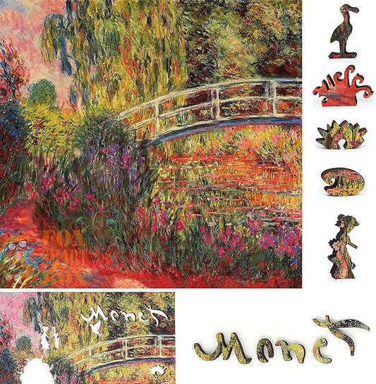 Wooden Jigsaw Puzzle for Adults - Uniquely Shaped Pieces - Made in The USA by FoxSmartBox - 210 Pieces - Water-Lily Pond