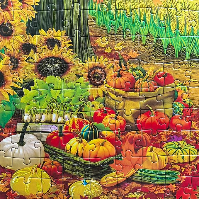 300 Piece Puzzles for Adults Large Piece - Fall Jigsaw Puzzles - Corn Harvest in Autumn