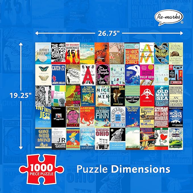 Re-Marks Great American Novels 1000-Piece Puzzle for All Ages, Family Jigsaw Puzzle