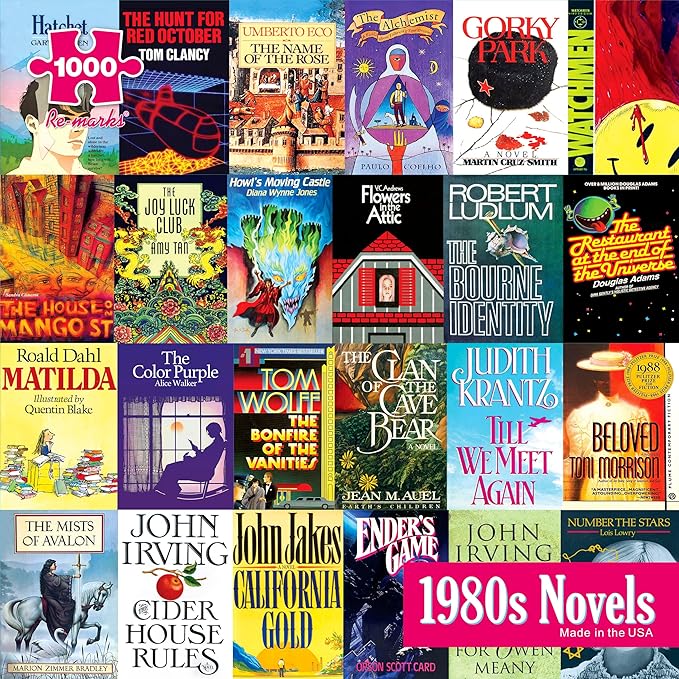 Re-marks 1980s Novels Collage Puzzle, 1,000-Piece Literary Jigsaw Puzzle for All Ages