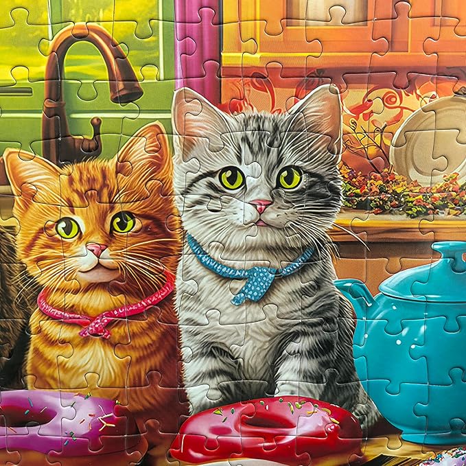 300 Piece Puzzles for Kids - Jigsaw Puzzles for Adults - Kitchen Kittens and Donuts