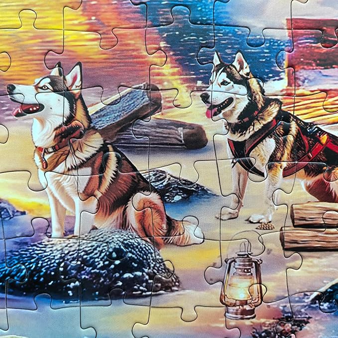 300 Piece Puzzles for Adults - Large Piece Jigsaw Puzzles for Seniors - Campfire Under The Northern Lights