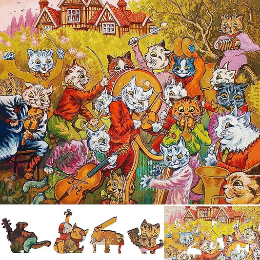 Wooden Puzzle for Adults - Uniquely Shaped Pieces - Made in The USA by FoxSmartBox - 235 Pieces - and The Band Plays on!