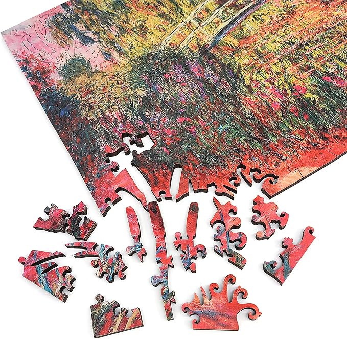 Wooden Jigsaw Puzzle for Adults - Uniquely Shaped Pieces - Made in The USA by FoxSmartBox - 210 Pieces - Water-Lily Pond