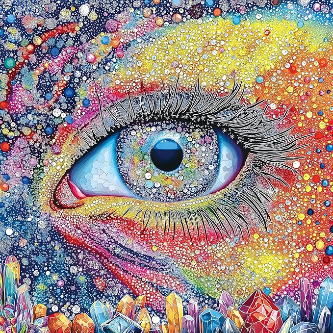 Blueforest 500 Piece Jigsaw Puzzle for Adults - Abstract Rainbow Eye & Crystal Design | Challenging Art Puzzle for Relaxation & Creativity （20x20 Inches）